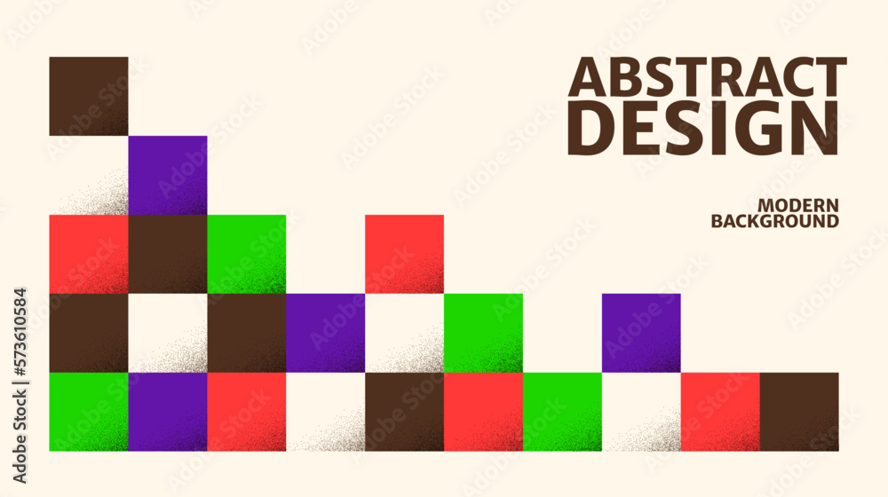 Poster Abstract square shapes design. Modern brutalist poster in bold colors with texture. Modernism graphic design template layout. Vector geometric background