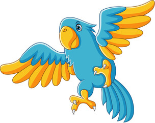 Cute macaw bird cartoon flying. Vector illustration