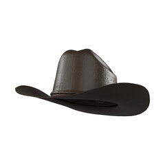 Rodeo horse rider, wild west culture, Americana and american country music concept theme with a brown leather cowboy hat isolated on white background with clip path cut out