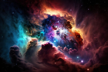 Colorful nebula background. Ai generated
