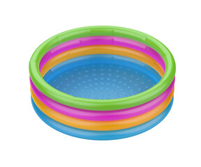 Colorful childrens inflatable pool on transparent background
