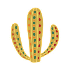 mexican cactus. Cartoon cacti in colorful doodle style isolated on white background. Desert cactus plants, tropical flora elements for mexican greeting cards. clipart. vector illustration