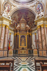 Fototapeta na wymiar VALENCIA, SPAIN - FEBRUAR 17, 2022: The baroque presbytery of church Convento de Santo Domingo by Jose Puchol from 17. cent.