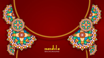 Luxury red mandala background template