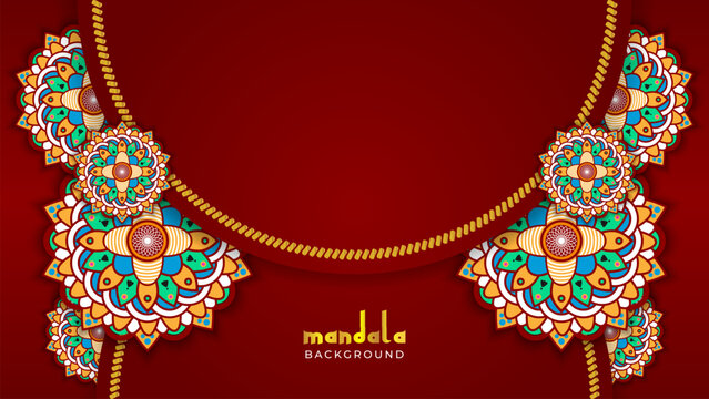 Luxury red mandala background template