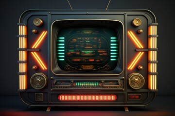 Futuristic smartphone device screen with glowing led display sci-fi design generative ai