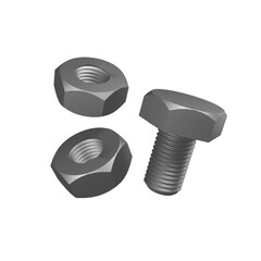 screw and nuts isolated on a transparent background