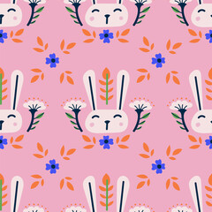 Fototapeta na wymiar Graphical minimalistic seamless pattern for Easter in trendy style.