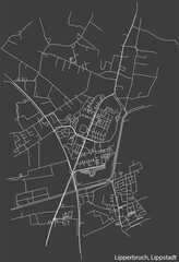 Detailed hand-drawn navigational urban street roads map of the LIPPERBRUCH BOROUGH of the German town of LIPPSTADT, Germany with vivid road lines and name tag on solid background