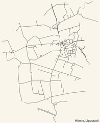 Detailed hand-drawn navigational urban street roads map of the HÖRSTE BOROUGH of the German town of LIPPSTADT, Germany with vivid road lines and name tag on solid background