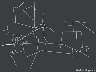 Detailed hand-drawn navigational urban street roads map of the GARFELN BOROUGH of the German town of LIPPSTADT, Germany with vivid road lines and name tag on solid background