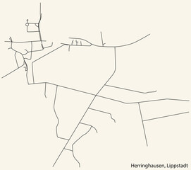 Obraz premium Detailed hand-drawn navigational urban street roads map of the HERRINGHAUSEN BOROUGH of the German town of LIPPSTADT, Germany with vivid road lines and name tag on solid background