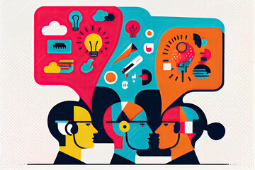 communication & teamwork concept "brainstorming" creative and innovation icon