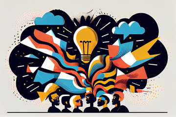 communication & teamwork concept "brainstorming" creative and innovation icon