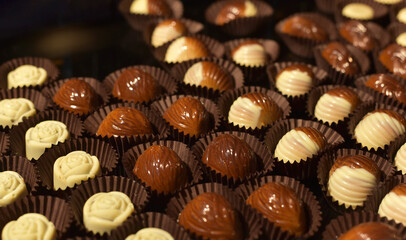 Colorful handmade candies. Chocolate candies