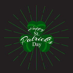 Happy St. Patrick's Day. The emblem is a leafy clover. Greeting card. Vector illustration