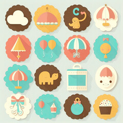 flat icons set, generative artificial intelligence