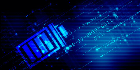 2d rendering Electrical energy and power supply source concept, accumulator battery with charging level indicator
   