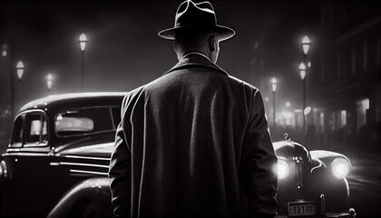 noir detective black and white retro