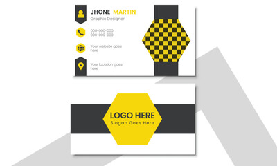 Black and Yellow modern visiting card design, professional name card template corporate style vector