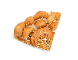 Honey bars with peanuts, sesame and sunflower seeds isolated