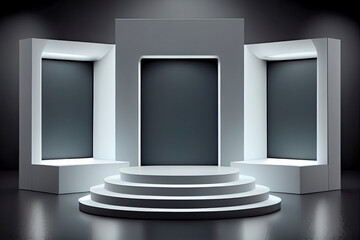 Empty stage Design for mockup and Corporate identity,Display.Platform elements in hall