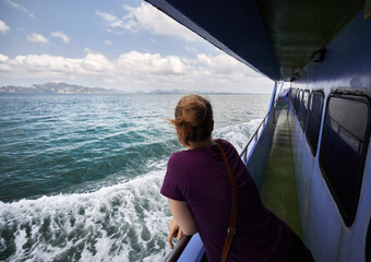 Woman at Cruise boat in Andaman Sea