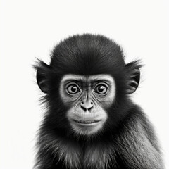 Realistic monkey portrait digital 3D illustration, generative AI.