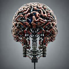 Cybernetic detailed human brain concept AI Generated