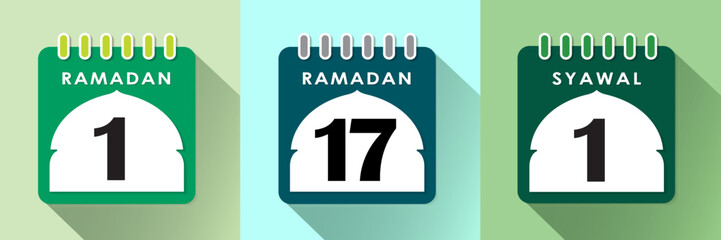 Vector Islamic calendar on the month of Ramadan and Eid