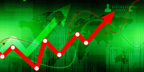 2d rendering Stock market online business concept. business Graph 