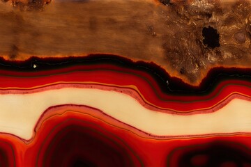 Abstract wood and red resin background banner, AI