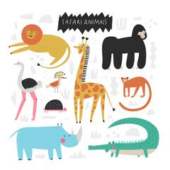 Vector collection set of cartoon african savanna animals © faveteart