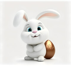 Obraz na płótnie Canvas Cute Easter Bunny with chocolate egg