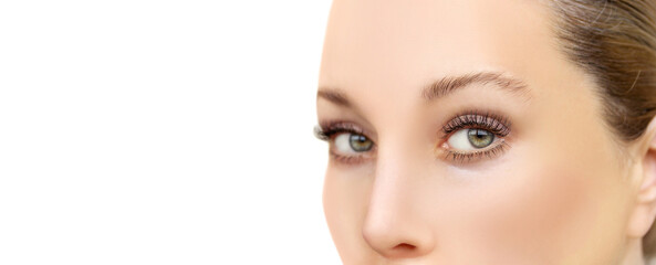 Fototapeta premium female green eyes with makeup and long eyelashes