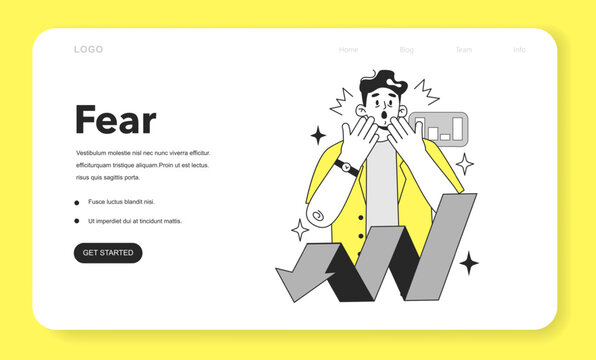 Cycle of investor emotions web banner or landing page.