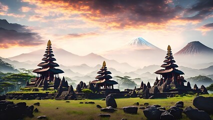 Sights of ancient Javanese civilizations, generative ai, ai generated art