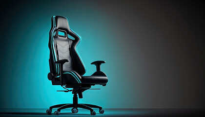 gaming chair advertisement background, copy space (created with Generative AI)