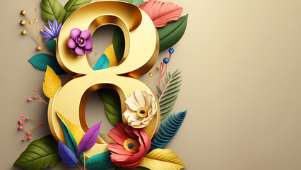 8 March , International Women's Day illustration. Generative AI