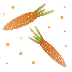 Carrot vegetable illustration on white background. Vector. Isolated image. Minimalism and flat style. Suitable for design, children's illustration, patterns and printing