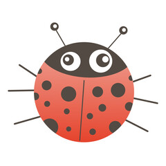 Illustration of cute ladybug in cartoon style on white background. Vector and isolated image. Pastel color. Suitable for children, postcards, printing, poster. Character design.