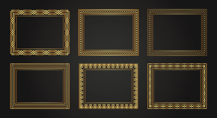 Luxury decorative photo frames. Retro ornamental frame, vintage rectangle ornaments & ornate border. Decorative wedding frames, antique museum image borders. Isolated vector icons set