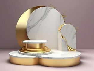 Abstract marble podium product display 3d stage