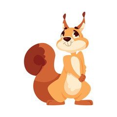 Fototapeta premium Funny Squirrel with Bushy Tail Looking Shy Expressing Emotion Vector Illustration