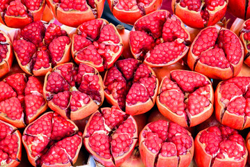 Pomegranate fruit for background, Closeup Group of red pomegranates.