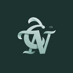 Letter C and N Monogram Logo Design Vector