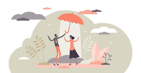 Altruistic illustration, transparent background. Assistance support flat tiny persons concept. Altruism as society respect and community volunteering for common happiness.