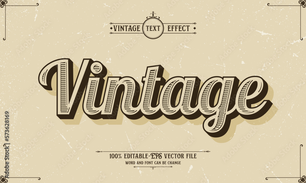 Wall mural vintage old style editable text effect vector