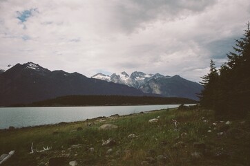 lake in the snowy mountains