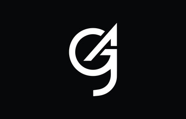 GAJ geometric monogram. Stylized lettering logo in abstract, modern, architectural, corporate style. Typographic icon with letter g, letter a and letter j isolated on dark background © Mubashar